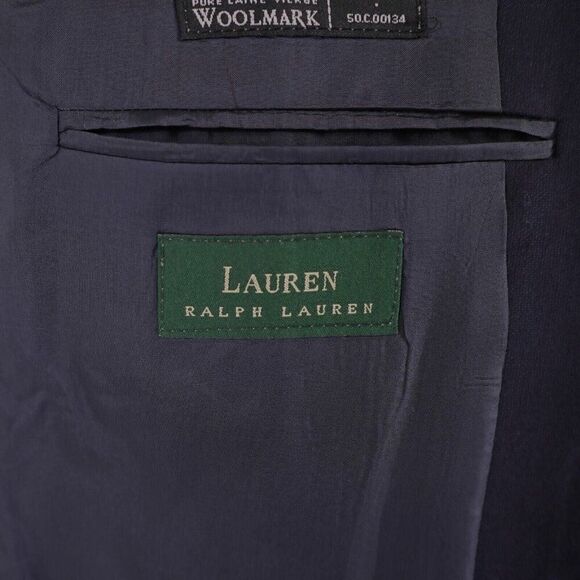 Lauren Ralph Lauren Wool Basketweave Blue‎ Blazer 40R 2 Button Tagged 38R - Picture 9 of 14